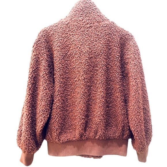 NWOT Teddy Inspired Relaxed Fit Sherpa Jacket in Terracotta Size Medium - Picture 8 of 11